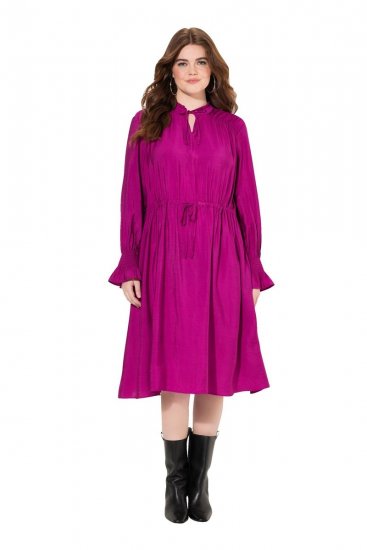 Ulla Popken 830615 Robe à manches longues et volants Lilas - Robes midi - Robes midi grande taille