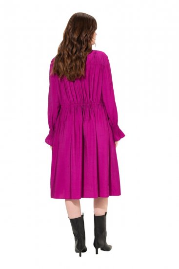 Ulla Popken 830615 Robe à manches longues et volants Lilas - Robes midi - Robes midi grande taille