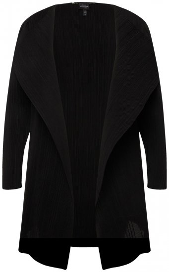 Ulla Popken 830749 Blazer ouvert plissé à larges revers Noir - Blazers - Blazers grande taille pour femme