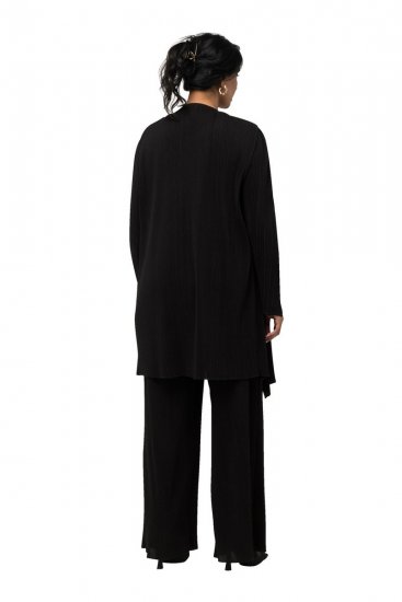 Ulla Popken 830749 Blazer ouvert plissé à larges revers Noir - Blazers - Blazers grande taille pour femme