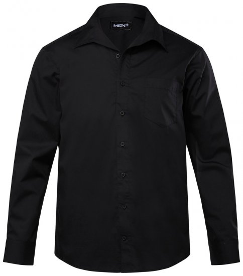 Men+ 757 Chemise business manches longues à col ouvert Noir - Chemises - Chemises Grandes Tailles Hommes