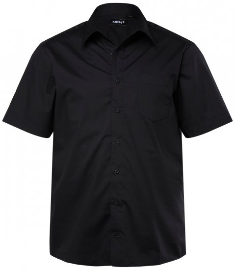 Men+ 758 Chemise business manches courtes à col ouvert Noir - Chemises - Chemises Grandes Tailles Hommes