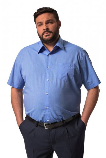 Men+ 758 Chemise business manches courtes à col ouvert Bleu clair - Chemises - Chemises Grandes Tailles Hommes
