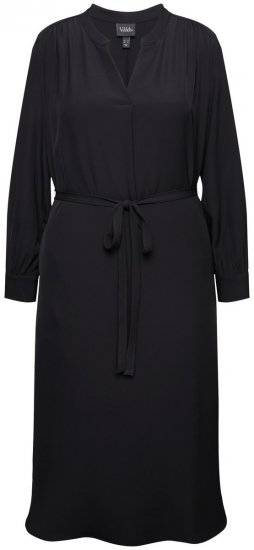 Ulla Popken 831004 Robe mi-longue à manches longues Noir - Robes maxi - Robes maxi grande taille