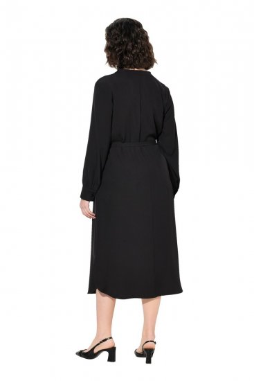 Ulla Popken 831004 Robe mi-longue à manches longues Noir - Robes maxi - Robes maxi grande taille