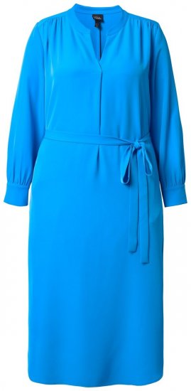 Ulla Popken 831004 Robe mi-longue à manches longues et col V Bleu roi - Robes midi - Robes midi grande taille