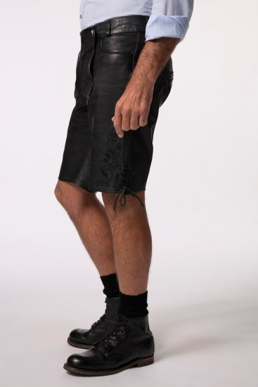 JP1880 831257 Short en cuir nappa Noir - Shorts - Shorts hommes grande taille
