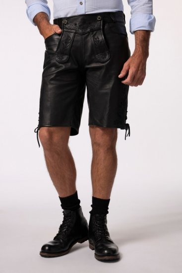 JP1880 831257 Short en cuir nappa Noir - Shorts - Shorts hommes grande taille
