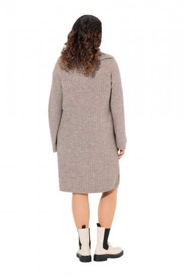Ulla Popken 831589 Robe en maille à manches longues et col roulé Gris - Robes en maille - 