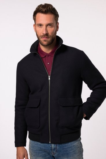 JP1880 831627 Blouson bomber en mélange de laine Bleu marine - Vestes - Vestes Homme Grandes Tailles