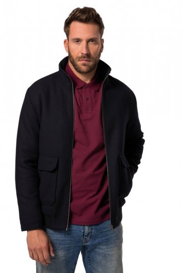 JP1880 831627 Blouson bomber en mélange de laine Bleu marine - Vestes - Vestes Homme Grandes Tailles