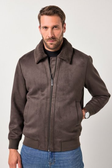 JP1880 Bomber Jacket Faux Leather Dark Brown - Vestes - Vestes Homme Grandes Tailles