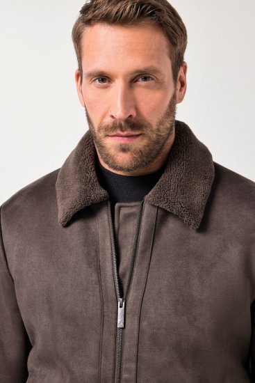 JP1880 Bomber Jacket Faux Leather Dark Brown - Vestes - Vestes Homme Grandes Tailles