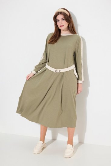 Ulla Popken 831963 Robe à manches longues Gris - Robes maxi - Robes maxi grande taille