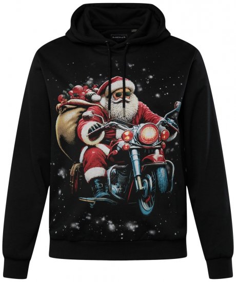 Men+ 100 Sweat à capuche Père Noël à moto Noir - Sweatshirts & hoodies - Sweatshirts/Hoodies grande taille homme