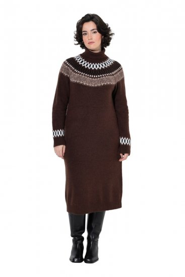 Ulla Popken 832670 Robe en maille imprimée à col roulé Multicolore - Robes - Robes pour toutes les tailles