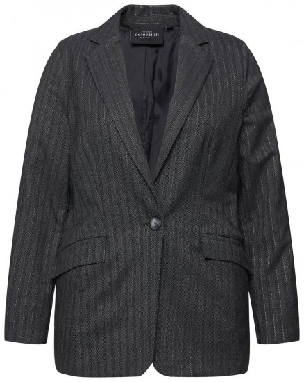 Ulla Popken 832935 Blazer à chevrons aux reflets métallisés Gris - Blazers - Blazers grande taille pour femme