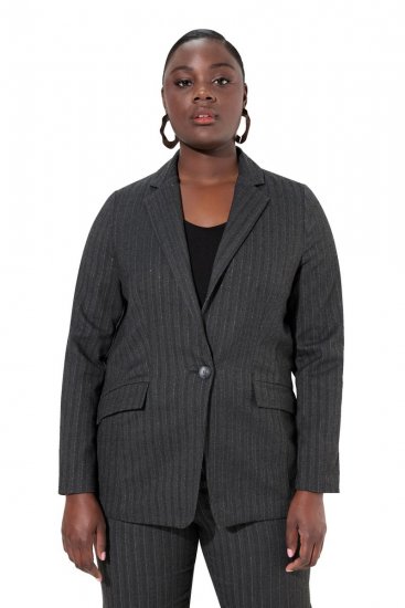 Ulla Popken 832935 Blazer à chevrons aux reflets métallisés Gris - Blazers - Blazers grande taille pour femme