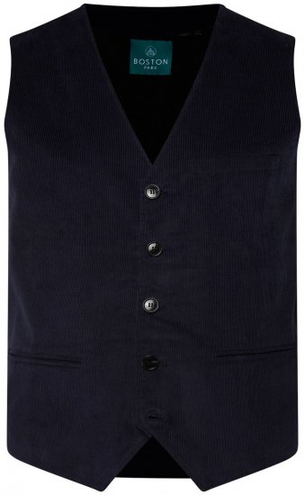 Boston Park 952 Gilet en velours côtelé à dos tricoté Bleu marine - Costumes - Costumes grandes tailles 