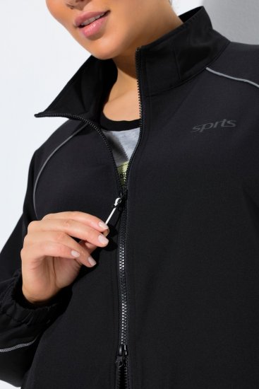 Ulla Popken 833237 Veste de sport à détails réfléchissants Noir - Vestes - Vestes femme grande taille