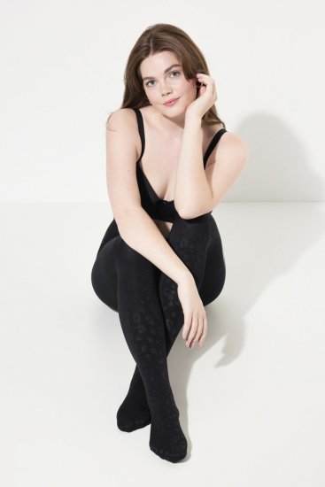 Ulla Popken 833809 Collant à imprimé animal Noir - Collants & chaussettes - 