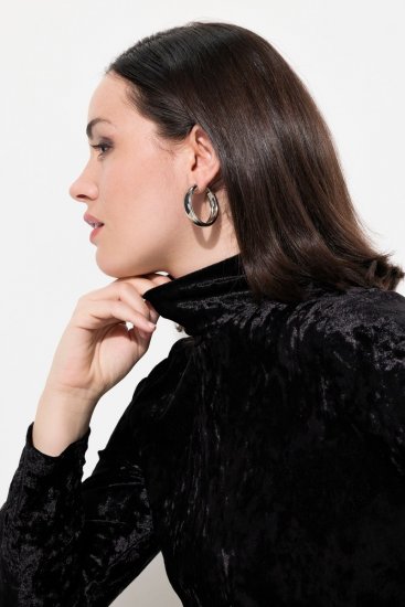 Ulla Popken 834234 Robe en velours à col roulé Noir - Robes de soirée - Robes de soirée grande taille