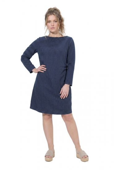 Ulla Popken 834371 Robe sweat rayée Bleu marine - Robes sweat - 