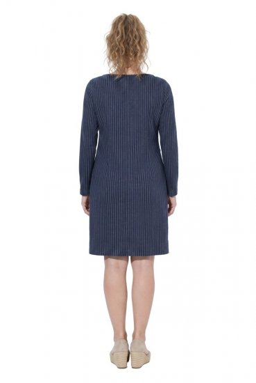 Ulla Popken 834371 Robe sweat rayée Bleu marine - Robes sweat - 