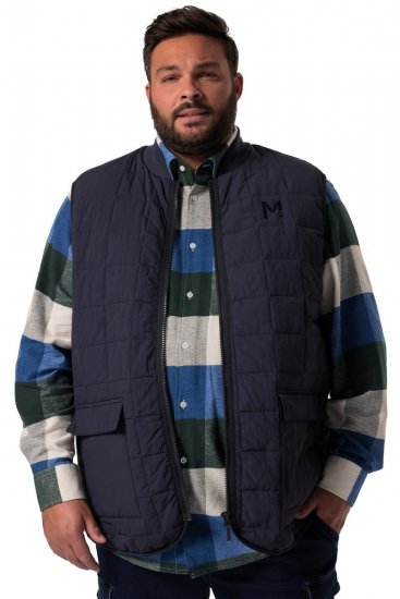 Men+ 464 Gilet matelassé à col college Bleu marine - Vestes - Vestes Homme Grandes Tailles