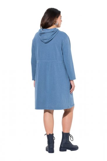 Ulla Popken 834536 Robe sweat à capuche Bleu denim - Robes sweat - 