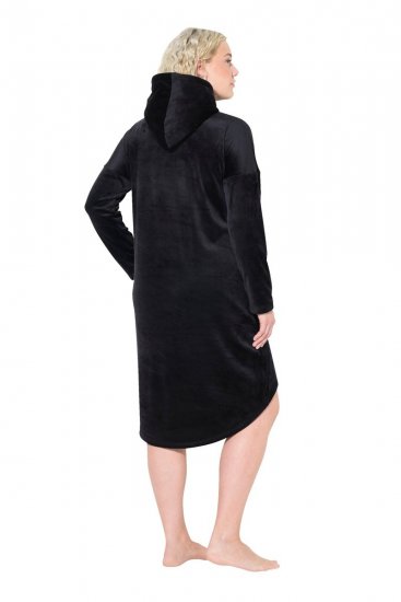 Ulla Popken 834550 Robe à manches longues et capuche Noir - Robes sweat - 