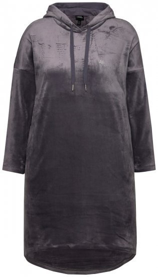 Ulla Popken 834550 Robe à manches longues et capuche Anthracite - Robes sweat - 