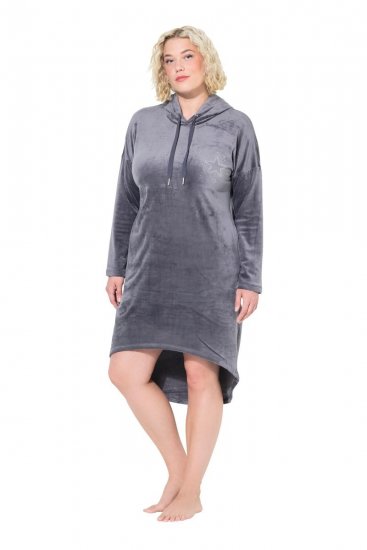 Ulla Popken 834550 Robe à manches longues et capuche Anthracite - Robes sweat - 