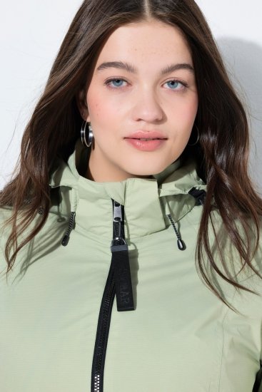 Ulla Popken 835132 Veste technique HYPRAR trapèze à capuche amovible Vert sauge clair - Vestes - Vestes femme grande taille