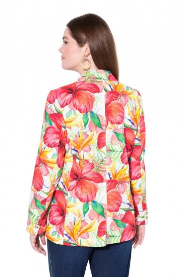 Ulla Popken 835230 Blazer fleuri en coton Rouge - Blazers - Blazers grande taille pour femme