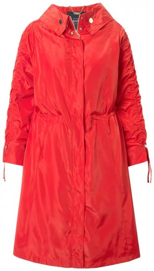 Ulla Popken 835277 Manteau long déperlant à capuche Rouge - Manteaux - Manteaux femme grande taille