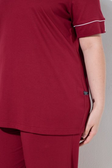 Ulla Popken 835397 Pyjama à manches courtes et col chemise Lilas - Pyjamas/vêtements de détente - 