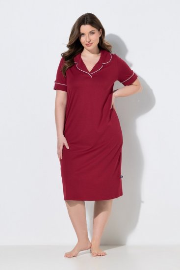 Ulla Popken 835400 Chemise de nuit à manches courtes à col chemise Lilas - Chemises de nuit - 