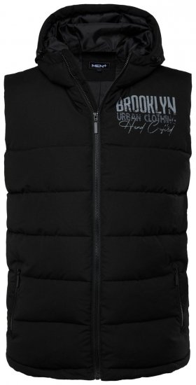 Men+ 442 Gilet matelassé à capuche et imprimé Noir - Vestes - Vestes Homme Grandes Tailles