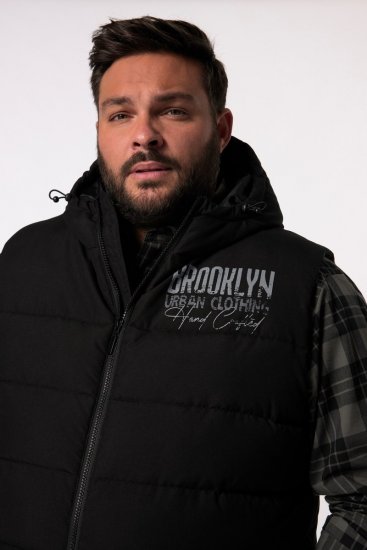 Men+ 442 Gilet matelassé à capuche et imprimé Noir - Vestes - Vestes Homme Grandes Tailles