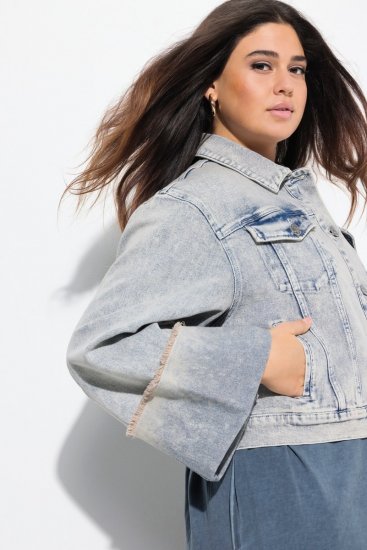 Ulla Popken 835486 Veste en jean à manches larges Bleu denim - Vestes - Vestes femme grande taille
