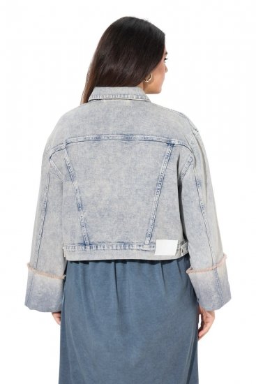 Ulla Popken 835486 Veste en jean à manches larges Bleu denim - Vestes - Vestes femme grande taille