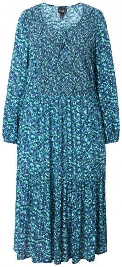 Ulla Popken 835713 Robe fleurie Bleu marine - Robes maxi - Robes maxi grande taille