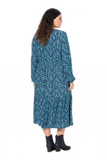 Ulla Popken 835713 Robe fleurie Bleu marine - Robes maxi - Robes maxi grande taille