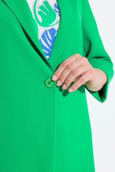 Ulla Popken 836165 Blazer long à manches 3/4 Vert - Blazers - Blazers grande taille pour femme