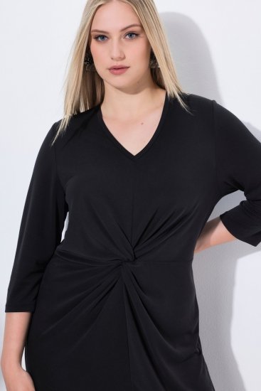 Ulla Popken 836514 Robe mi-longue à manches 3/4 Noir - Robes midi - Robes midi grande taille
