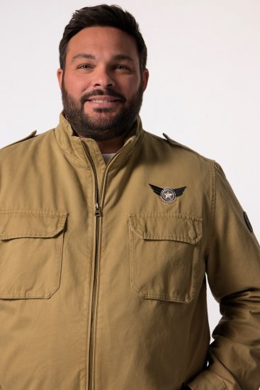 Men+ 641 Veste en coton à col montant Camel - Vestes - Vestes Homme Grandes Tailles