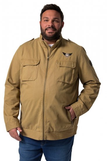 Men+ 641 Veste en coton à col montant Camel - Vestes - Vestes Homme Grandes Tailles