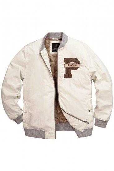 JP1880 836786 Veste college avec écusson Blanc cassé - Vestes - Vestes Homme Grandes Tailles