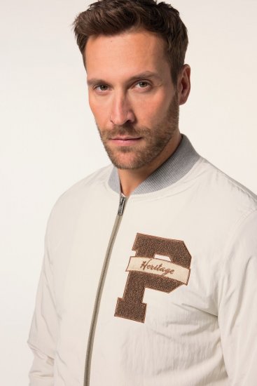 JP1880 836786 Veste college avec écusson Blanc cassé - Vestes - Vestes Homme Grandes Tailles